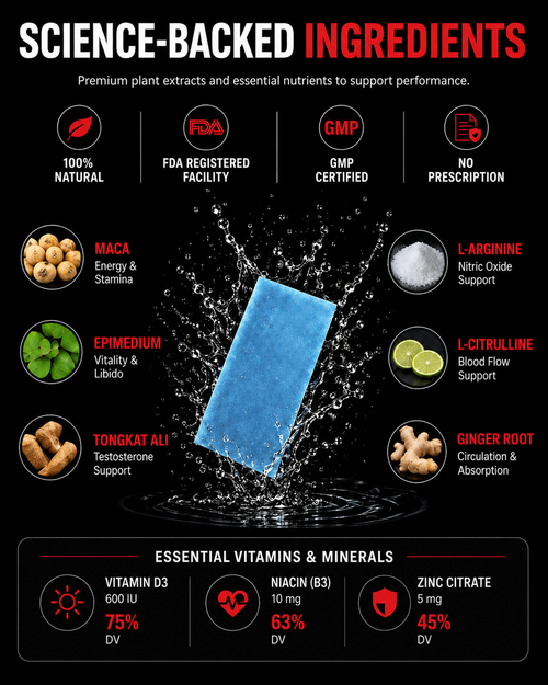 SXSTRIP oral strip ingredients information graphic