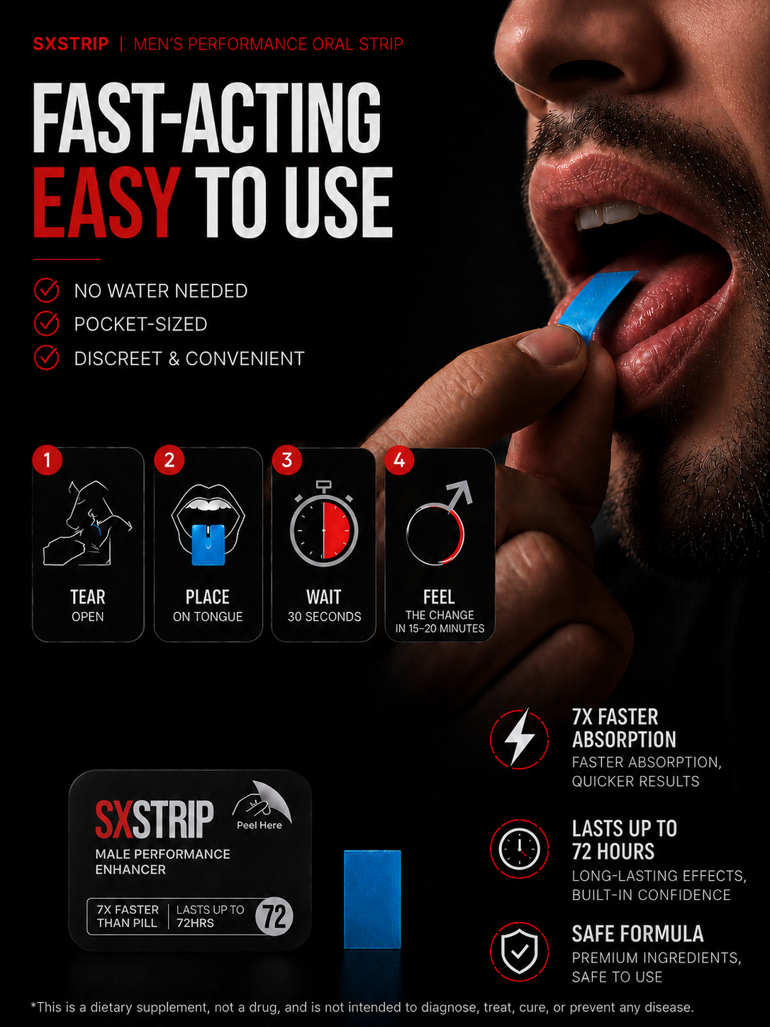 How to place an SXSTRIP oral strip on the tongue